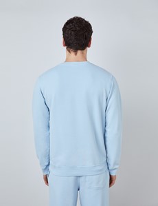 Light Blue Garment Dye Organic Cotton Crewneck Sweatshirt 