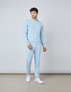 Rundhals Lounge Sweatshirt – Garment Dye – Bio-Baumwolle – hellblau