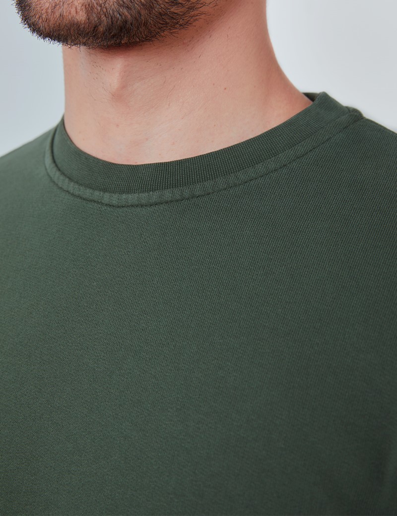 Green Garment Dye Organic Cotton Crewneck Sweatshirt 