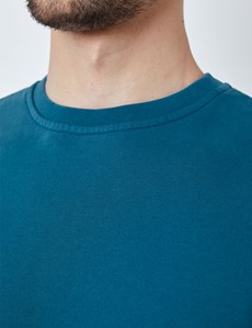 Dark Teal Garment Dye Organic Cotton Crewneck Sweatshirt 