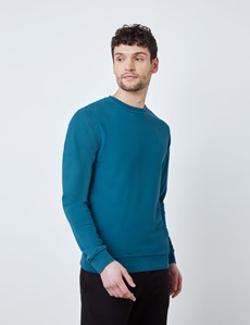 Rundhals Lounge Sweatshirt – Garment Dye – Bio-Baumwolle – Petrol