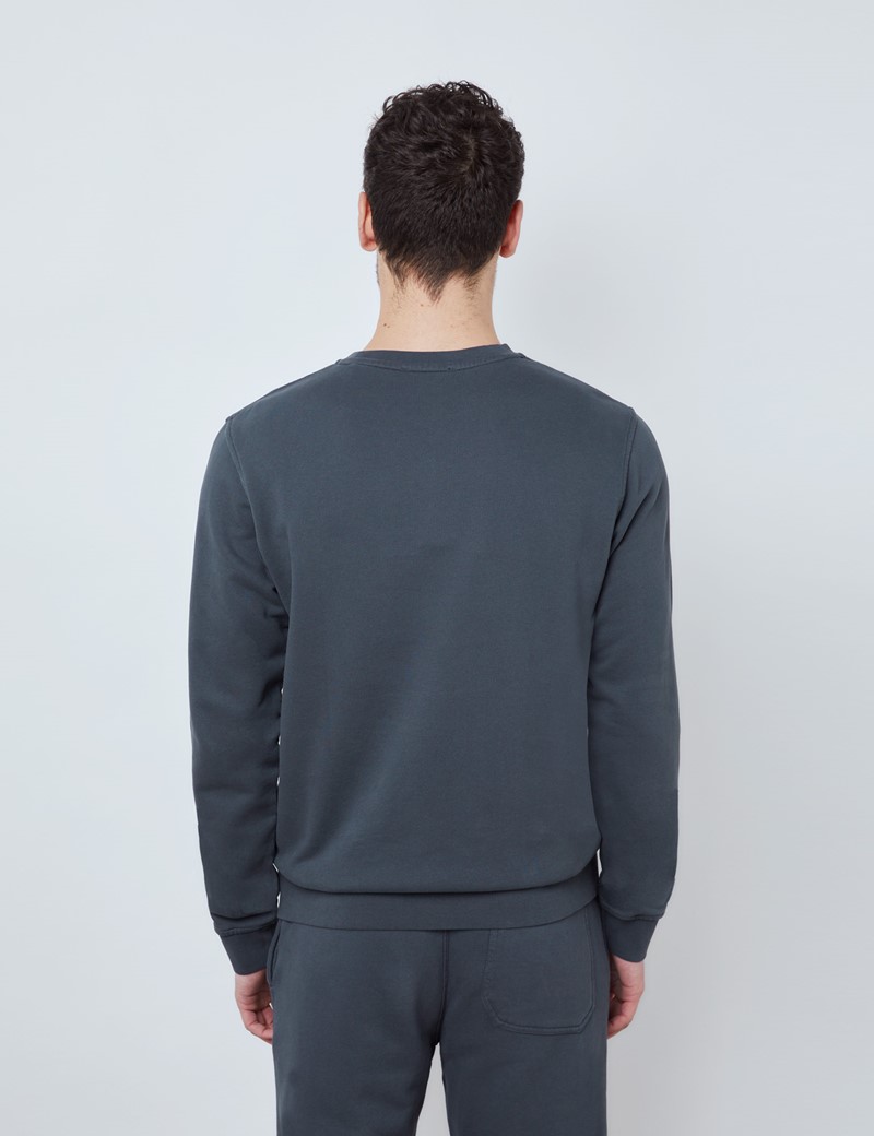 Dark Grey Garment Dye Organic Cotton Crewneck Sweatshirt 