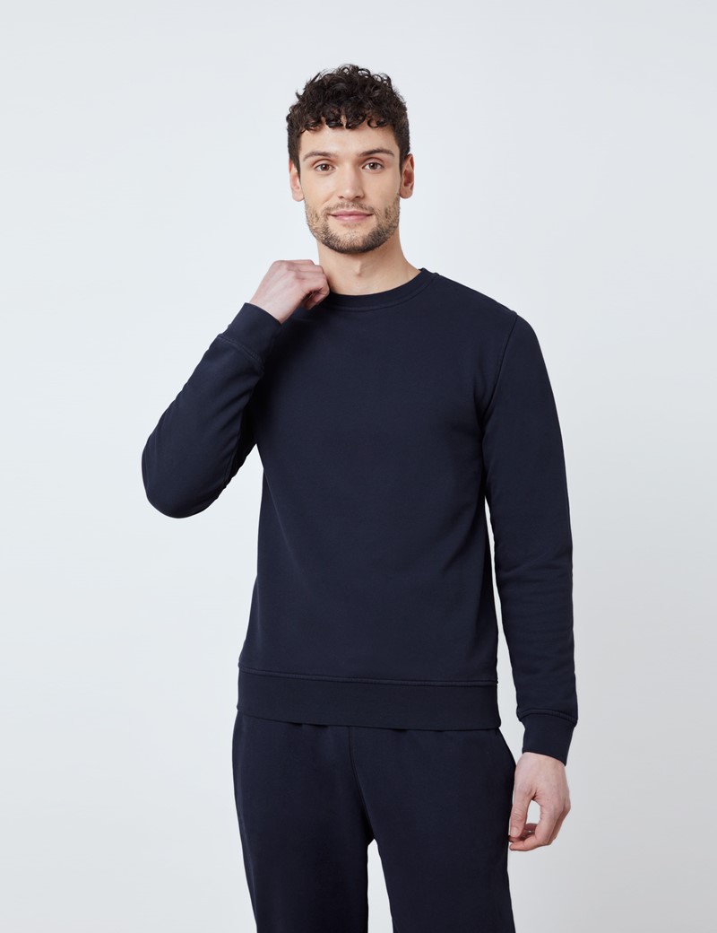 Rundhals Lounge Sweatshirt – Garment Dye – Bio-Baumwolle – Navy