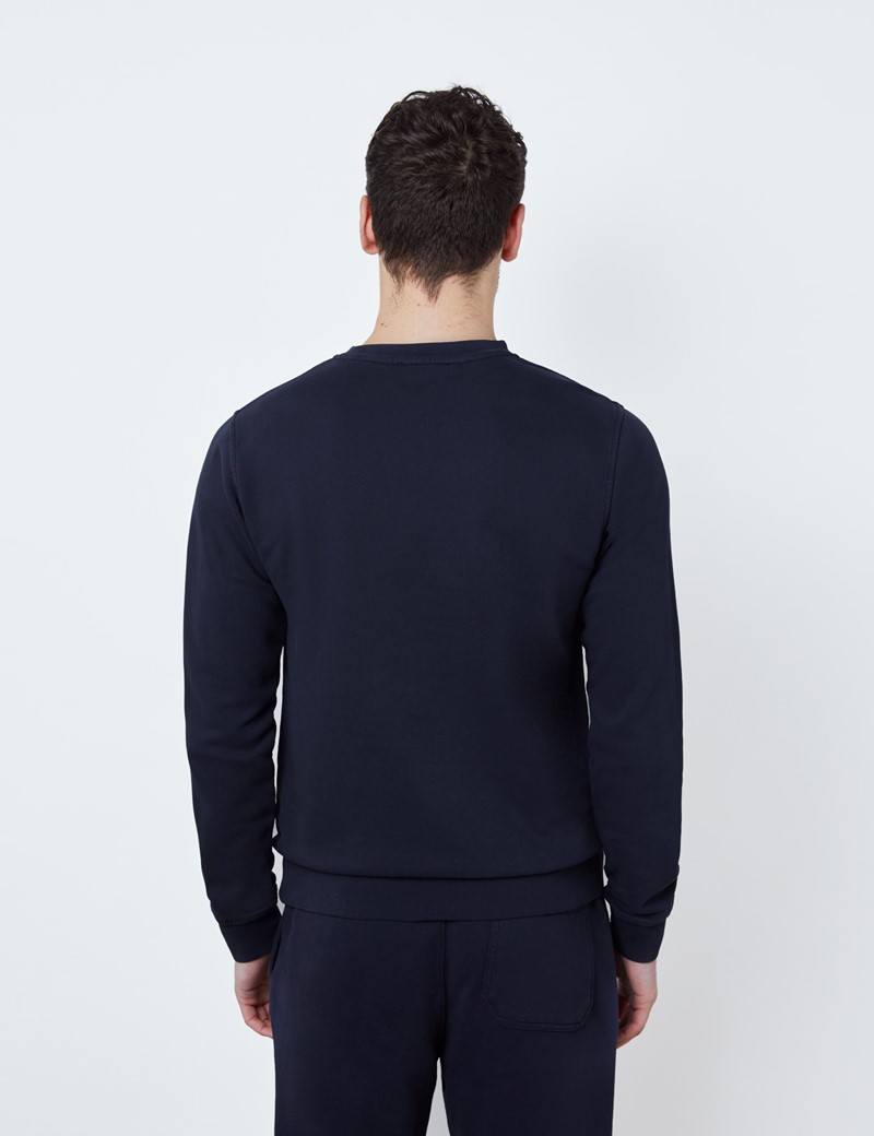 Rundhals Lounge Sweatshirt – Garment Dye – Bio-Baumwolle – Navy