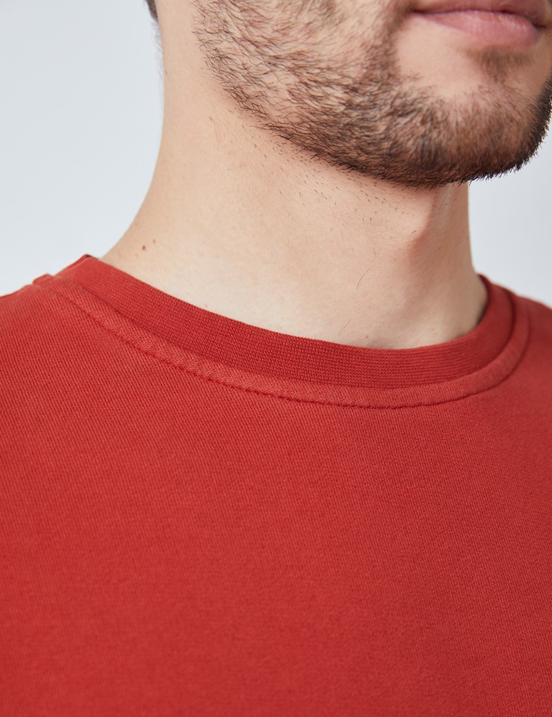 Rundhals Lounge Sweatshirt – Garment Dye – Bio-Baumwolle – Rost-Orange