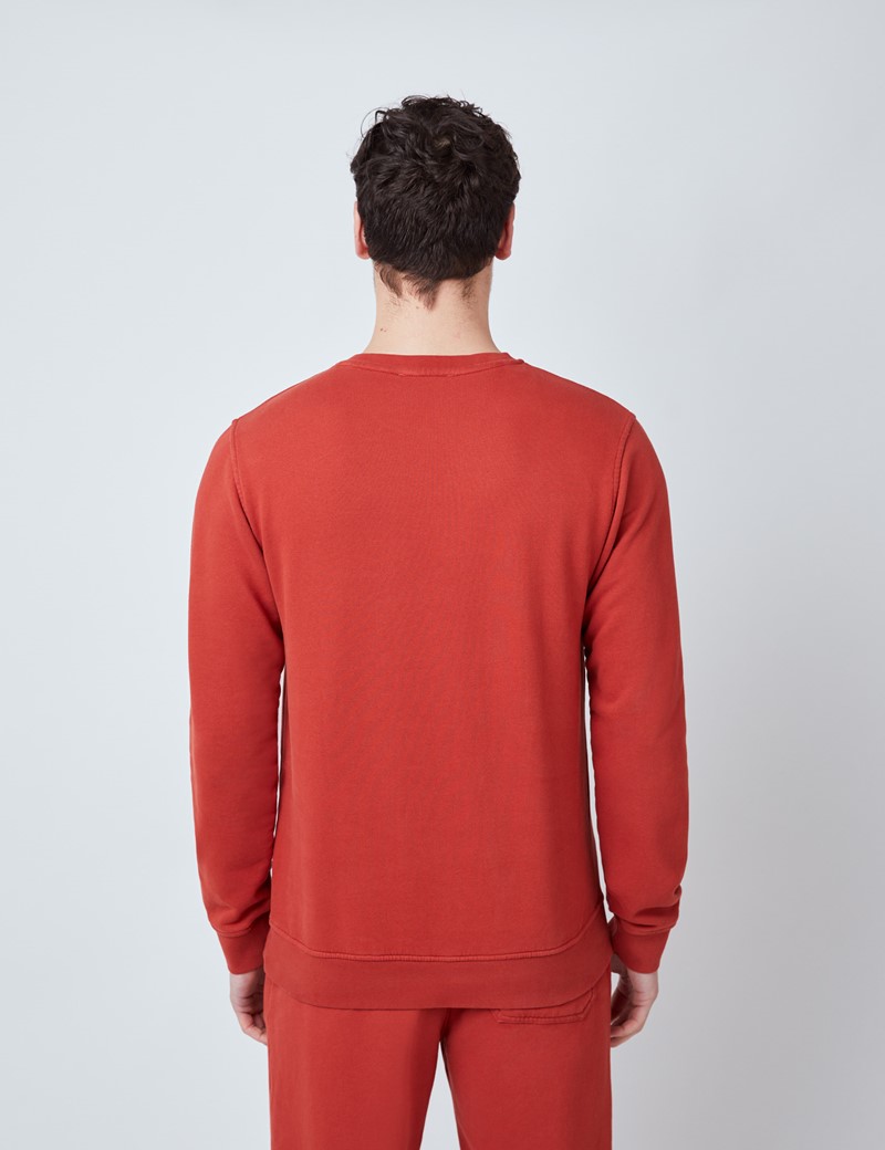 Rundhals Lounge Sweatshirt – Garment Dye – Bio-Baumwolle – Rost-Orange