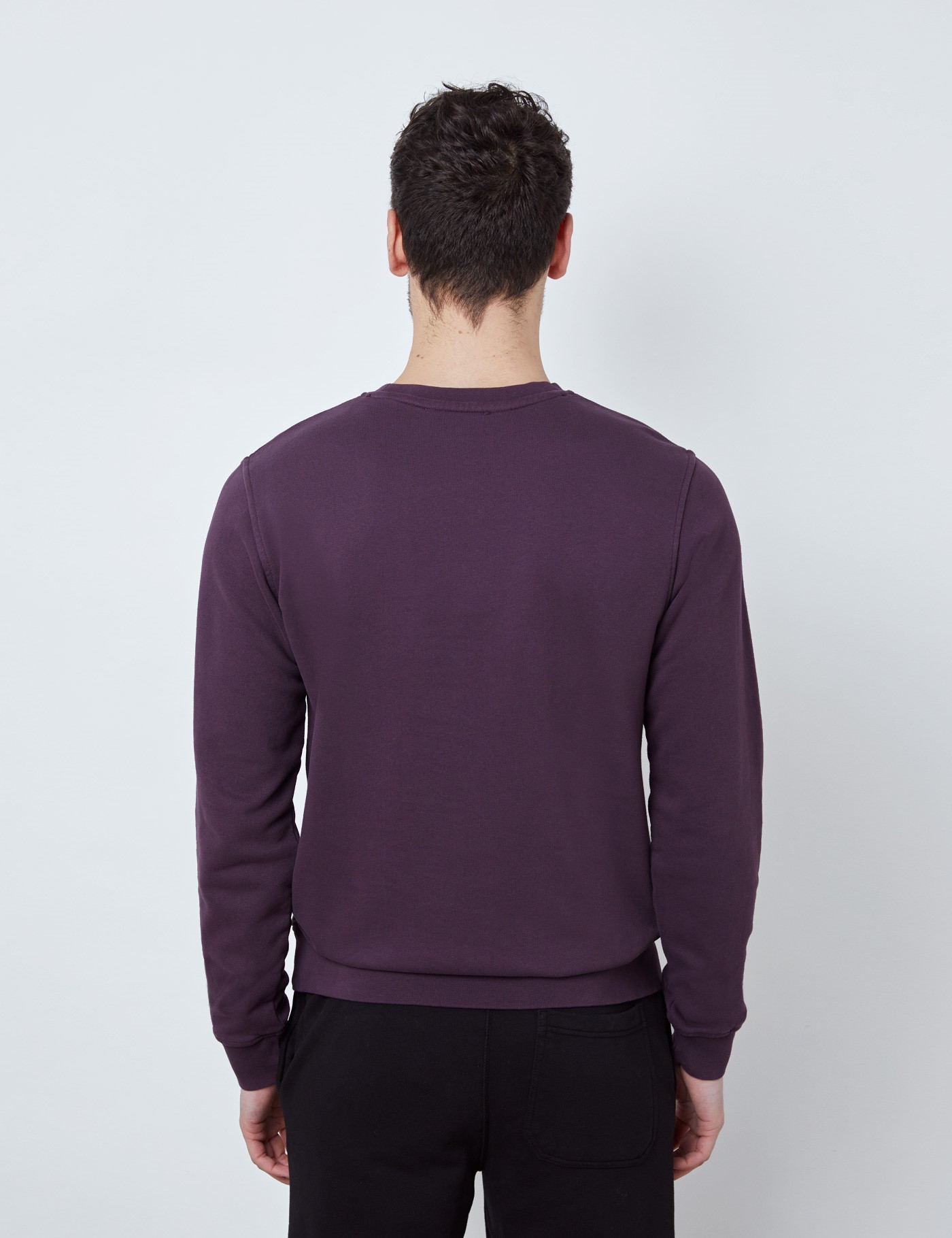 Organic Cotton Garment Dye Crewneck Sweatshirt in Blackberry | Hawes ...