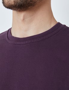 Rundhals Lounge Sweatshirt – Garment Dye – Bio-Baumwolle – Brombeere