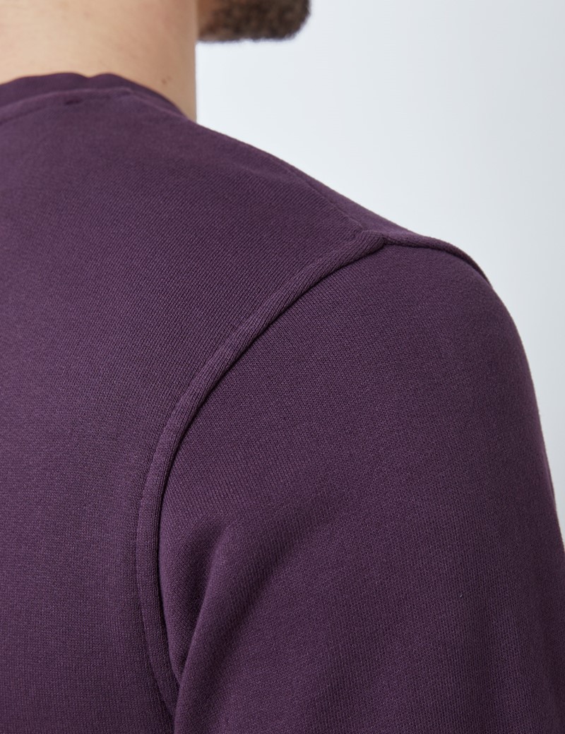 Rundhals Lounge Sweatshirt – Garment Dye – Bio-Baumwolle – Brombeere