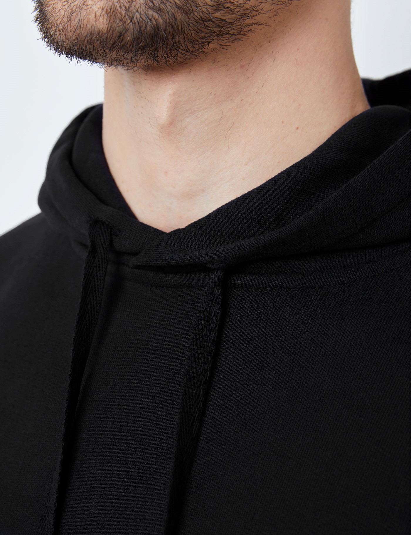 Organic Cotton Garment Dye Hooded Sweatshirt in Black | Hawes & Curtis | UK