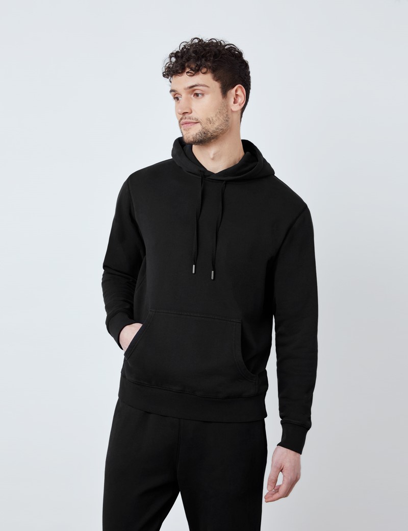 Black Garment Dye Organic Cotton Hooded Sweatshirt 