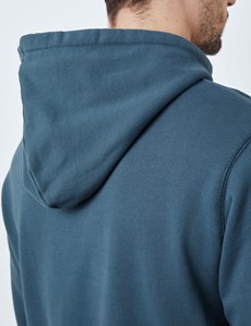 Airforce Blue Garment Dye Organic Cotton Hooded Sweatshirt 