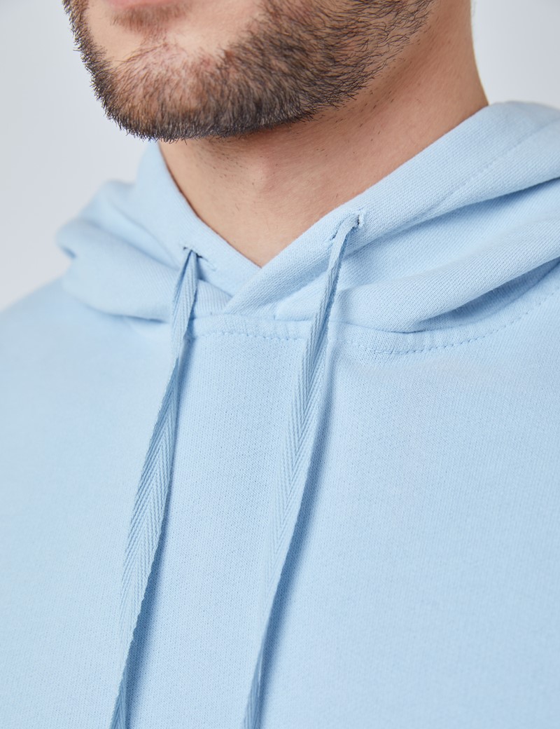 Light Blue Garment Dye Organic Cotton Hooded Sweatshirt 