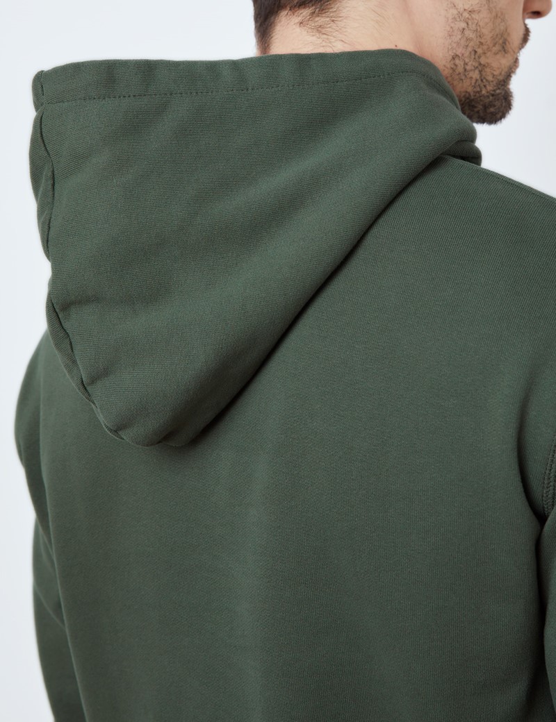 Green Garment Dye Organic Cotton Hooded Sweatshirt 