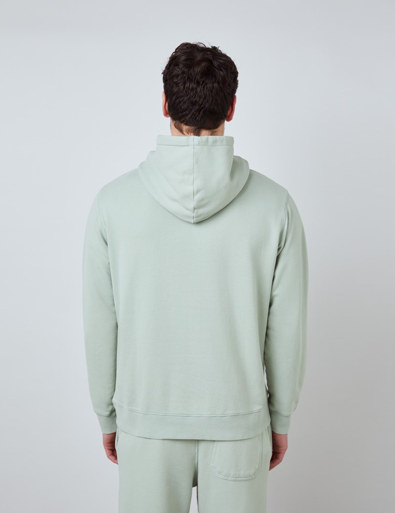 Light Green Garment Dye Organic Cotton Hooded Sweatshirt 