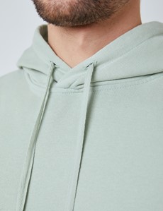 Light Green Garment Dye Organic Cotton Hooded Sweatshirt 