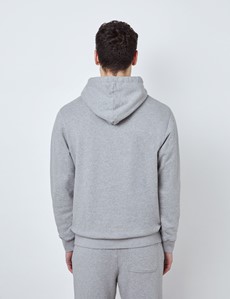 Light Grey Marl Garment Washed Organic Cotton Hooded Sweatshirt 