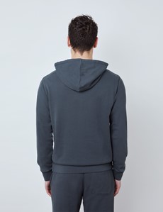 Dark Grey Garment Dye Organic Cotton Hooded Sweatshirt 