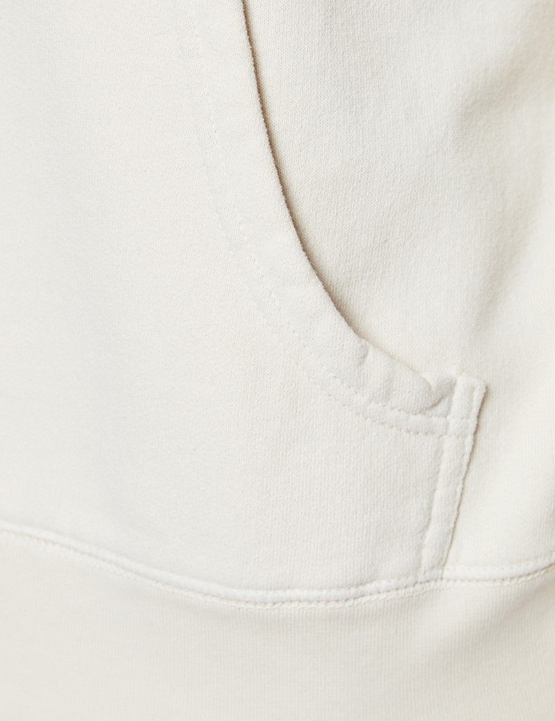 Cream Garment Dye Organic Cotton Hooded Sweatshirt 