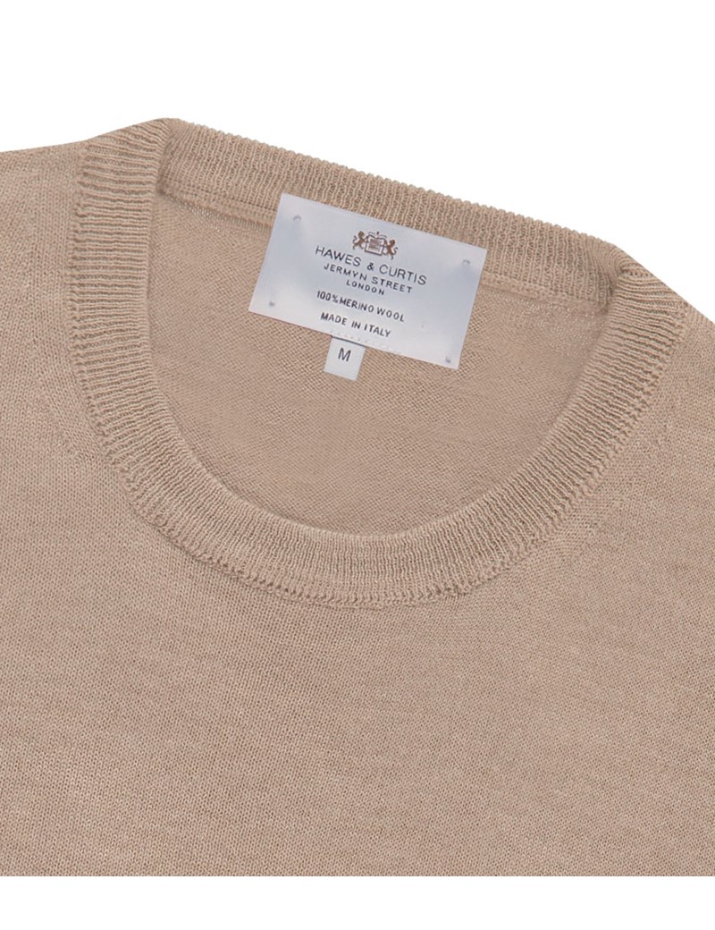 beige crew neck jumper