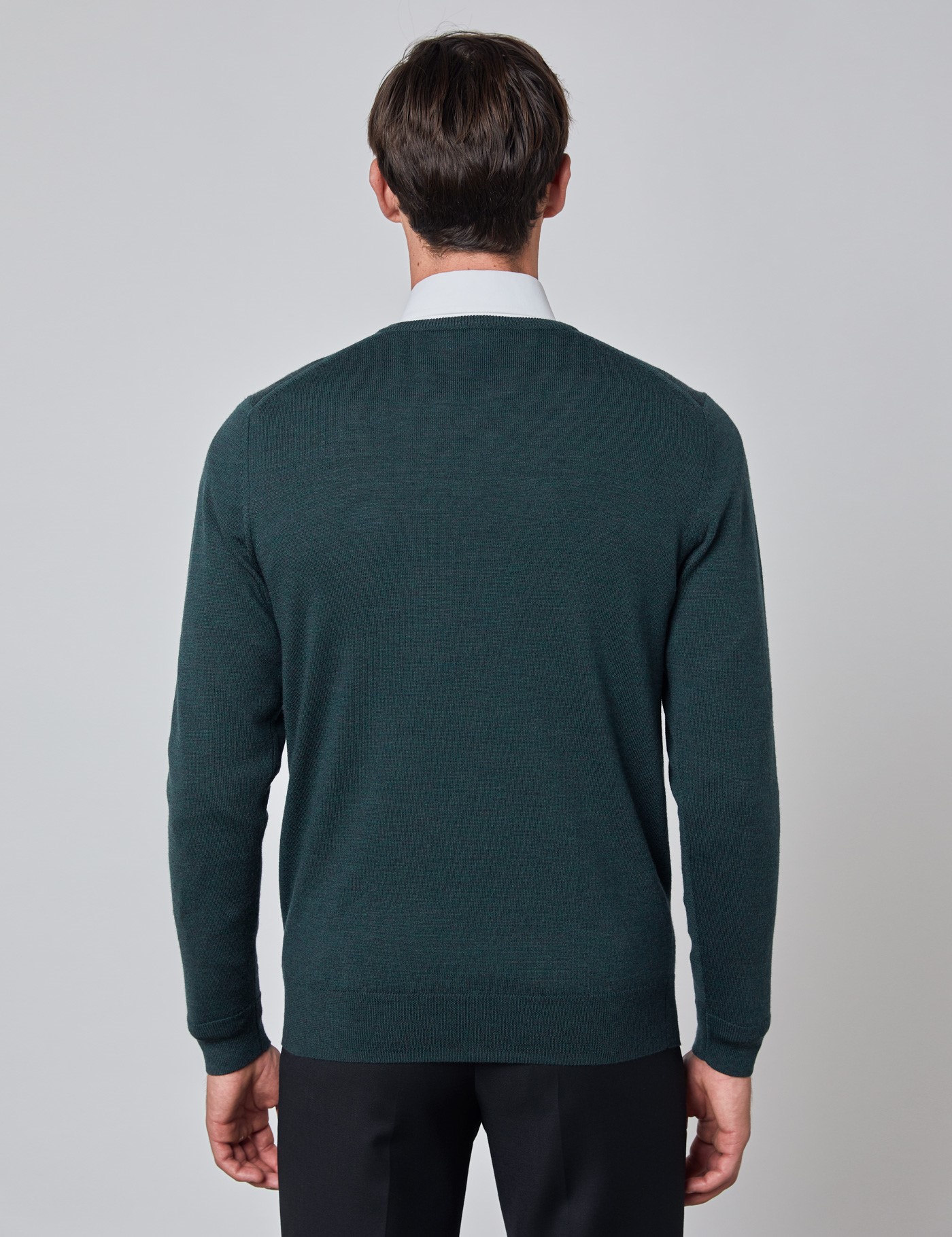 Damen Metallgürtel Wollpullover - Roter V-Ausschnitt Slim Fit Strickpullover