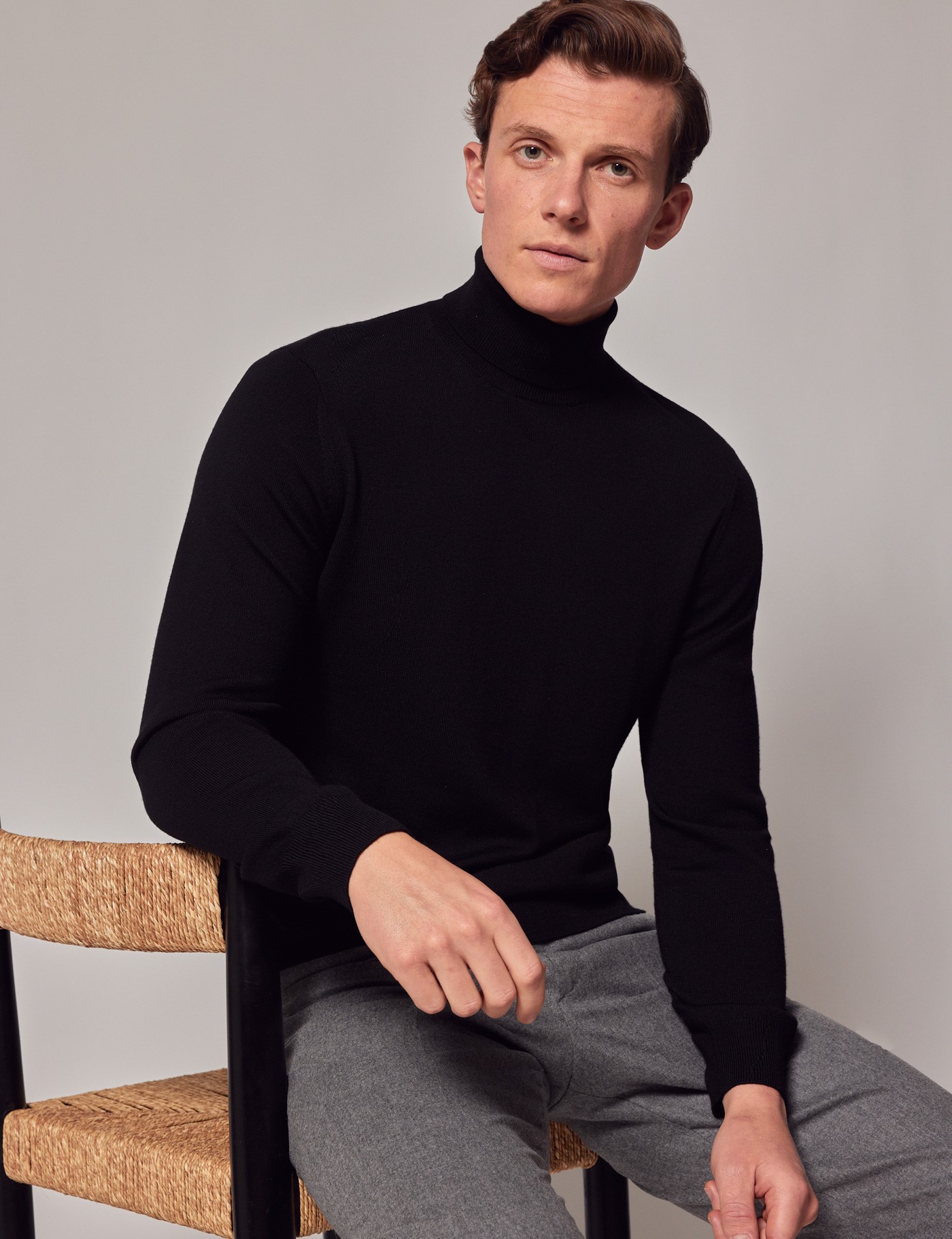Sweaters for Men - Men Turtleneck Cable Knit Sweater (Color : Navy Blue,  Size : X-Large)