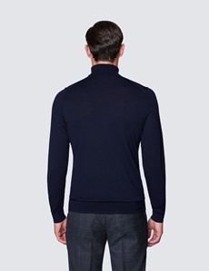 Rollkragen Pullover – Slim Fit  – Merinowolle – Marineblau