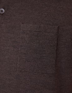 Brown Merino Wool Short Sleeve Polo Shirt