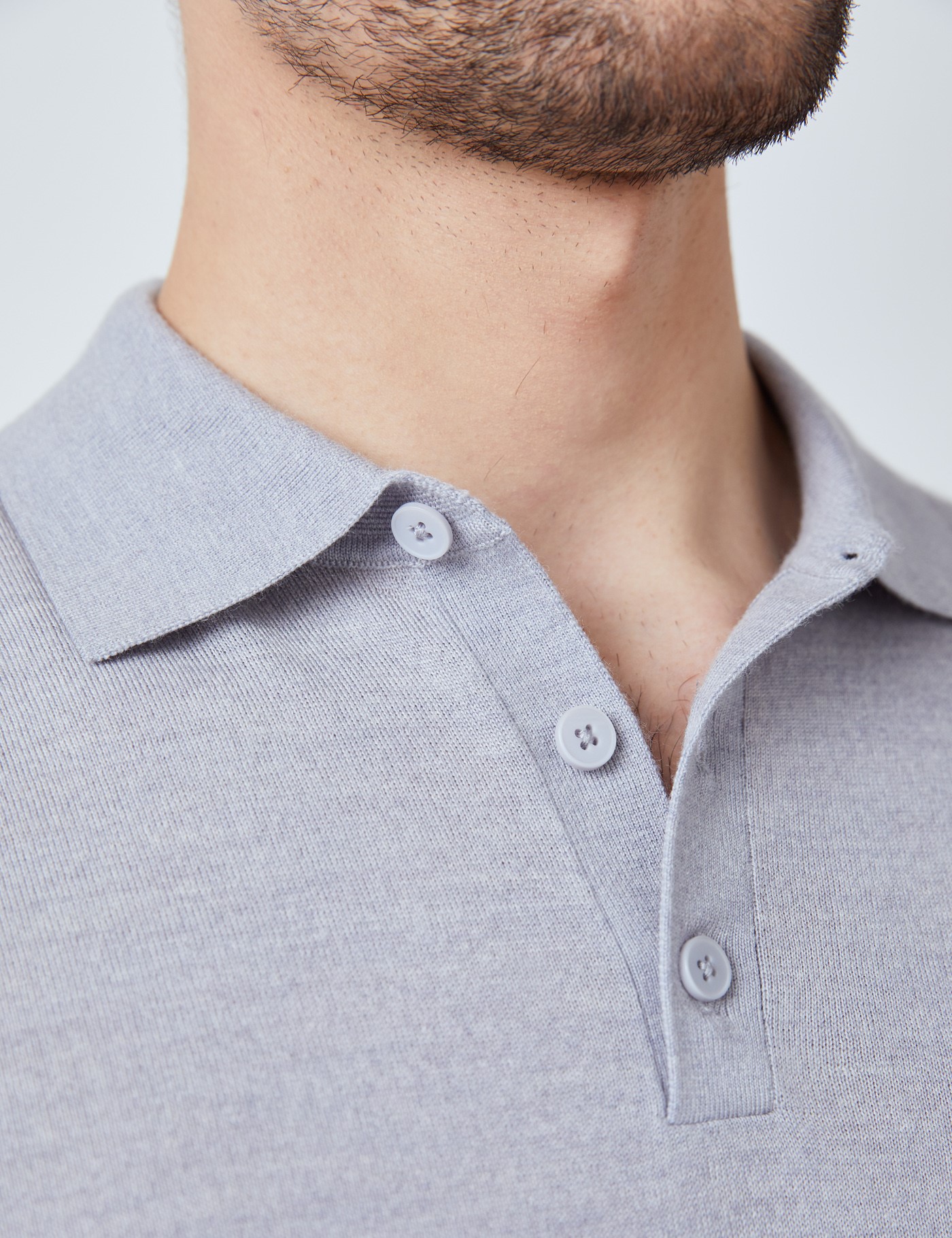Merino Wool Short Sleeve Polo Shirt in Grey | Hawes & Curtis