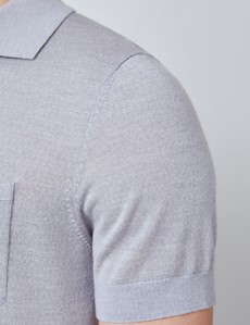 Grey Merino Wool Short Sleeve Polo Shirt