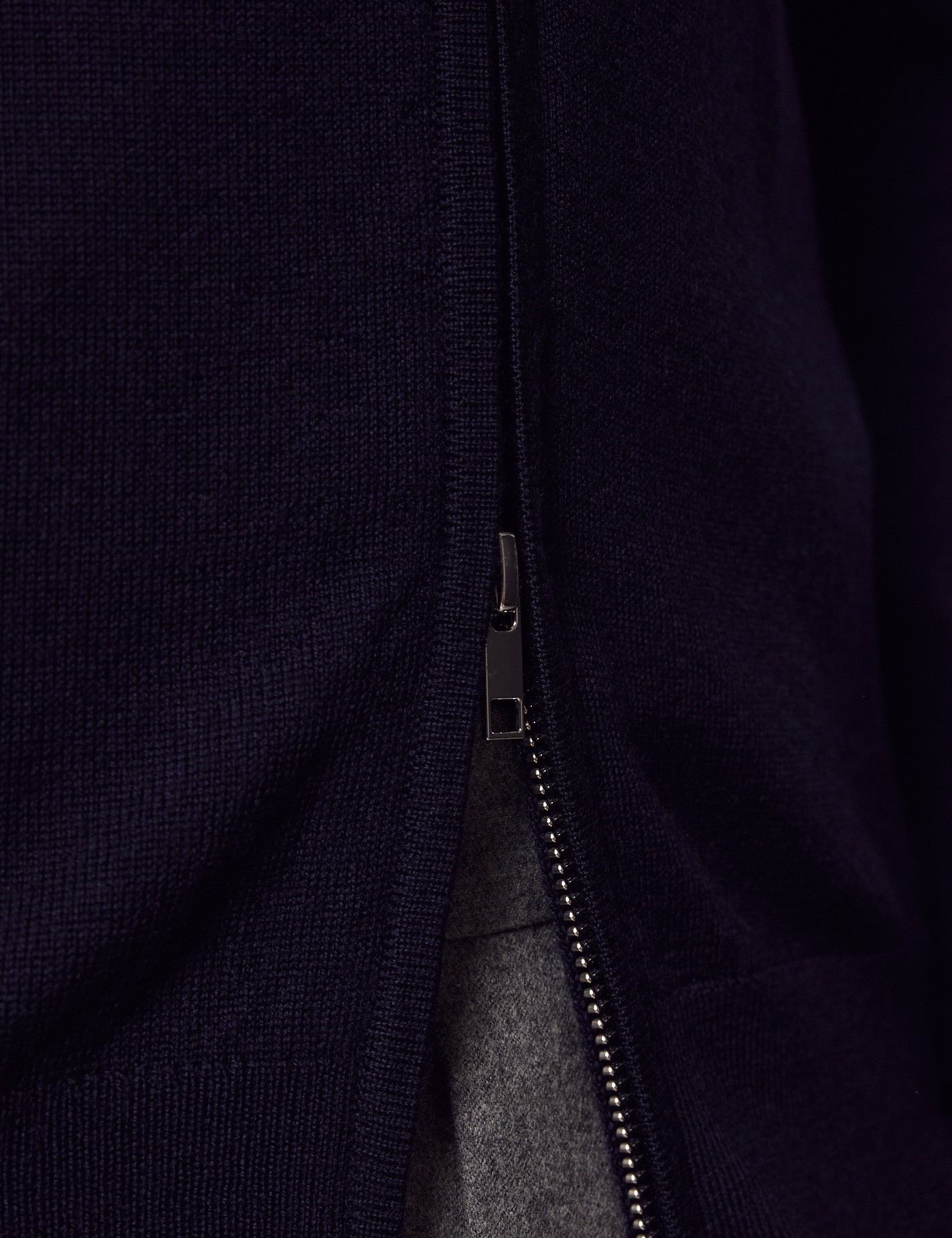 Men’s Navy Zip Through Merino Wool Jumper