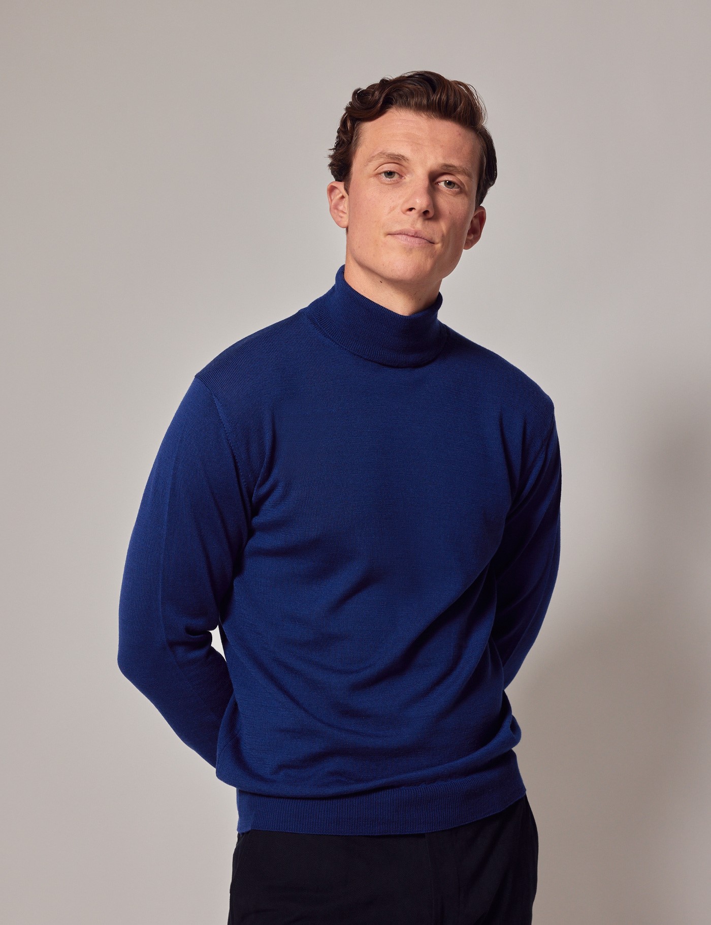 Blue clearance roll neck