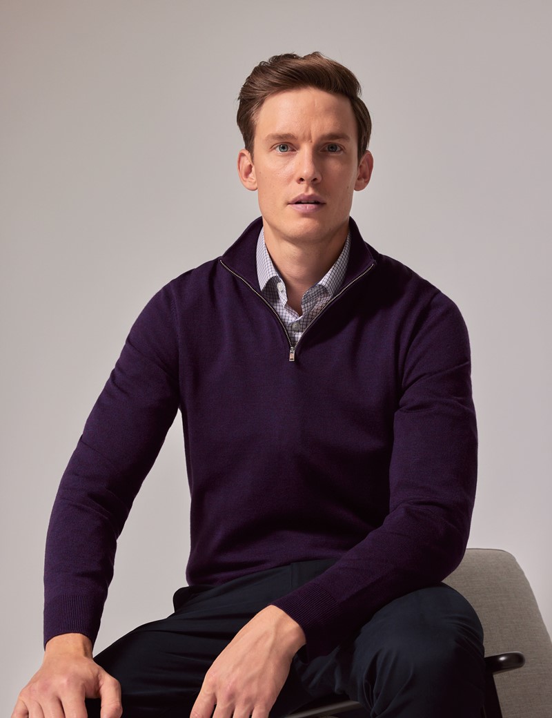 Troyer Pullover - dunkellila | Hawes & Curtis