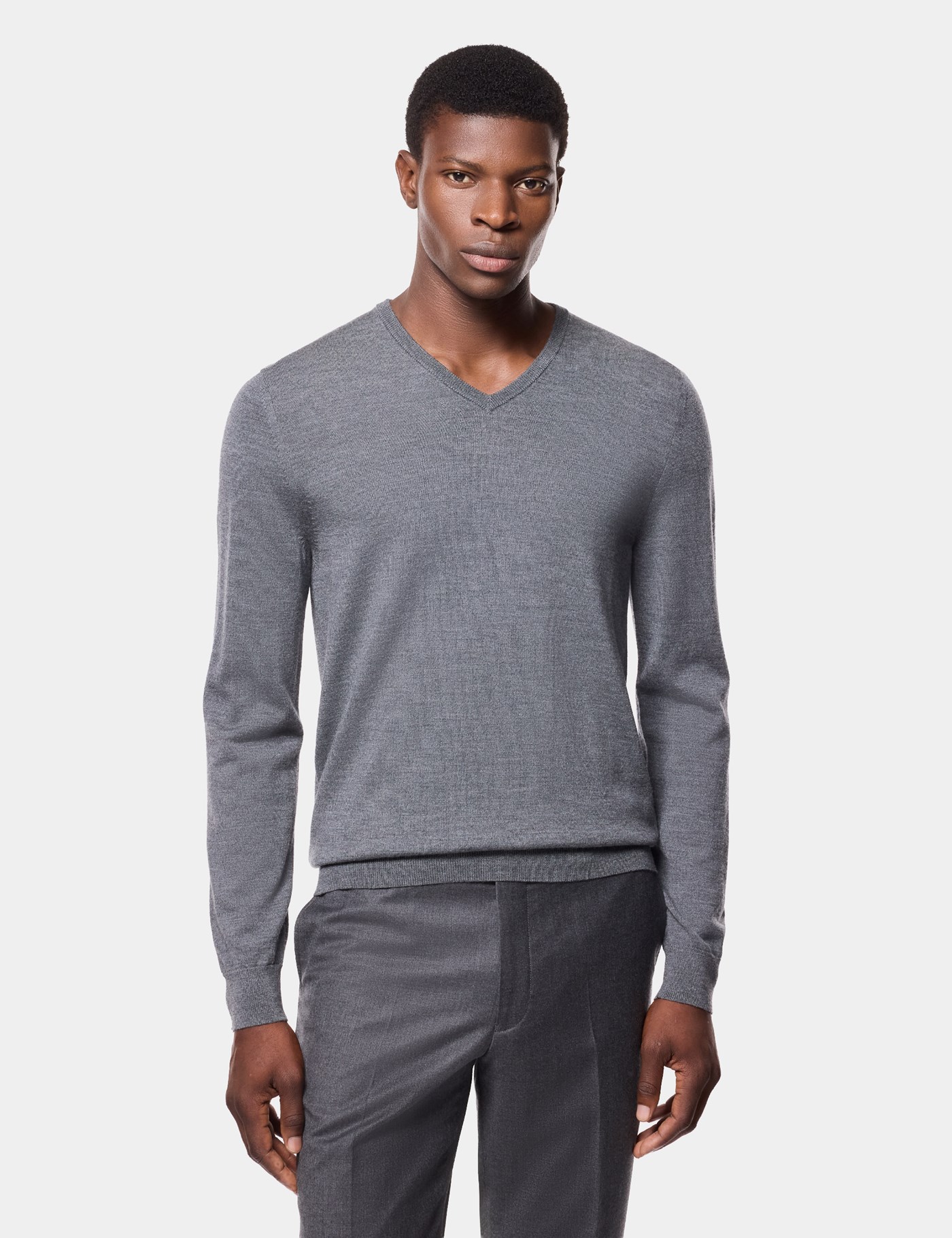 Hawes & Curtis Grey V-Neck Jumper | Machine Washable Size: XXL