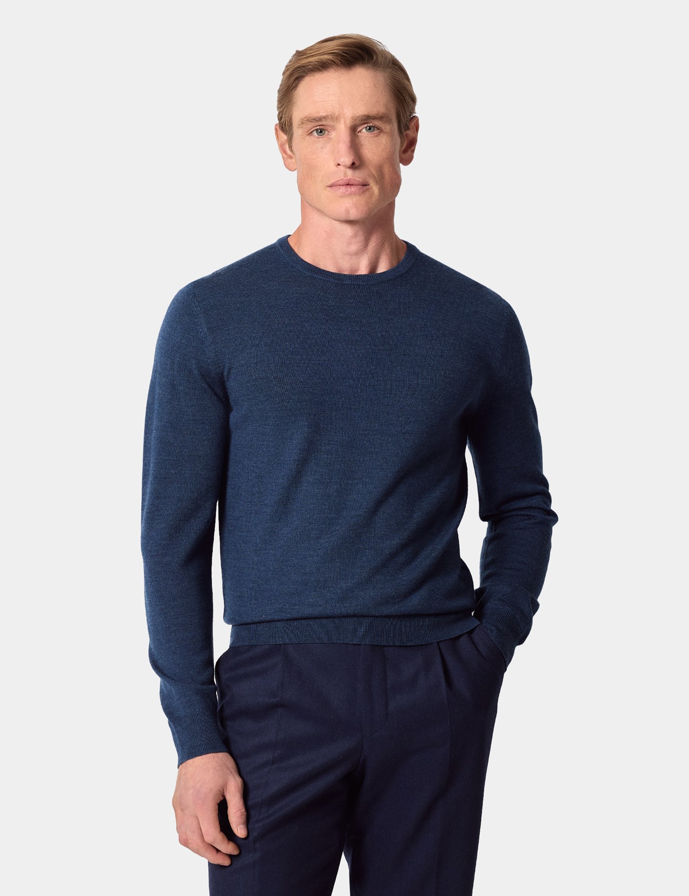 Hawes & Curtis Blue Crew Neck Jumper | Machine Washable Size: XXL