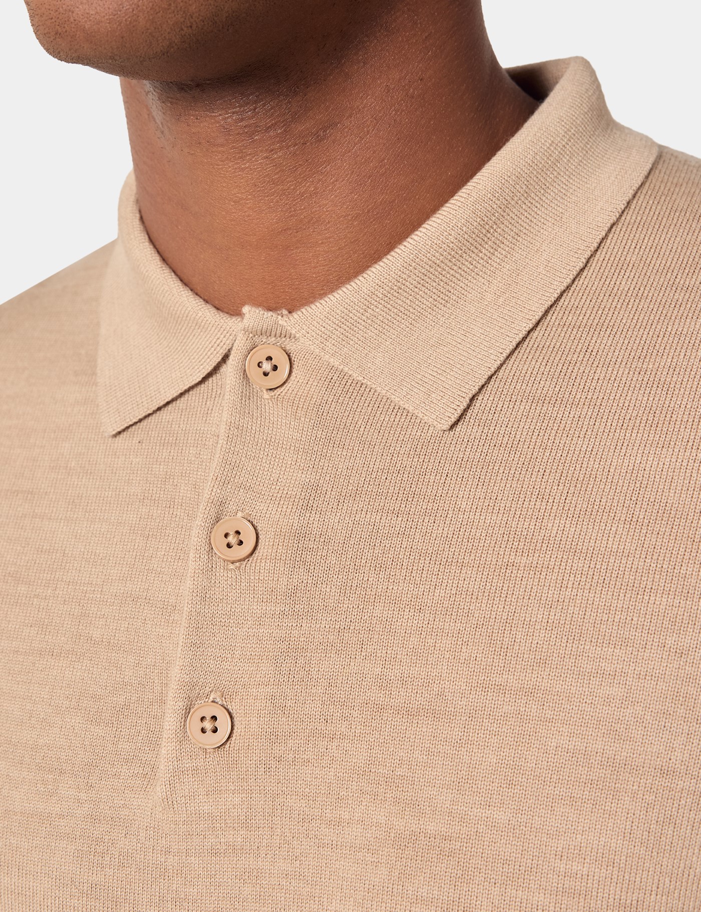 Hawes & Curtis Sand Polo Jumper | Machine Washable Size: Medium image 2