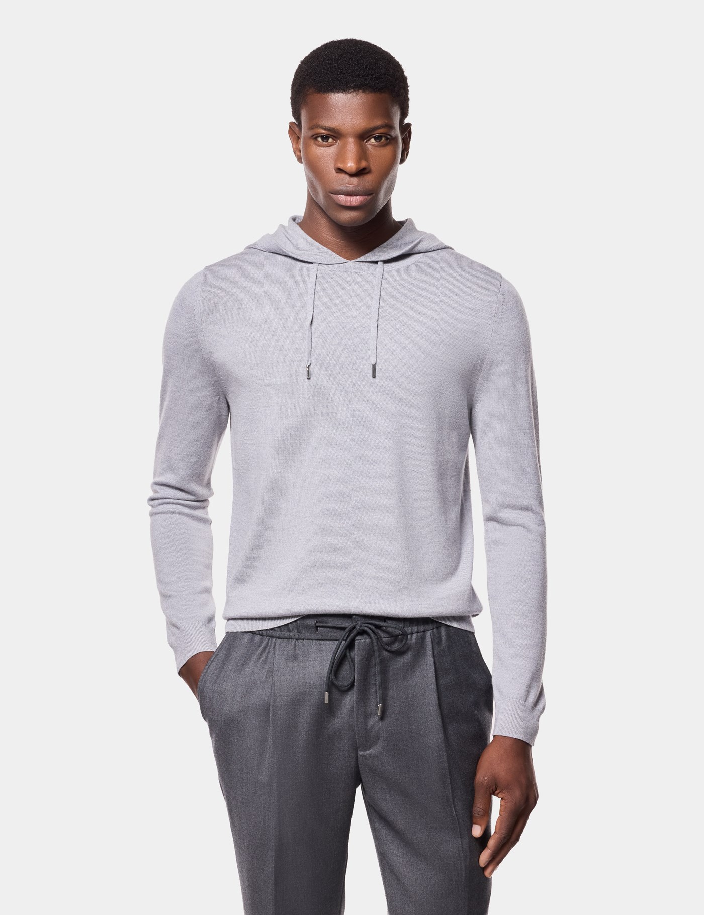 Hawes & Curtis Light Grey Hooded Jumper | Machine Washable Size: XXL