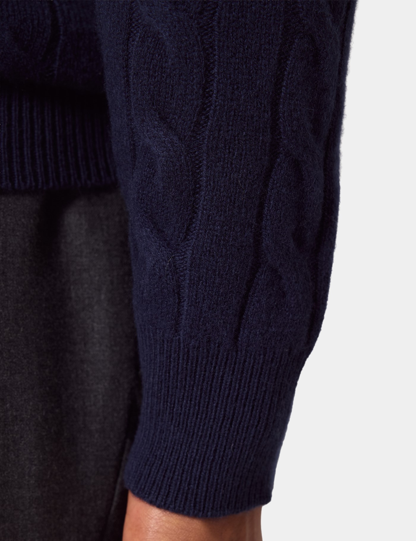 Hawes & Curtis Navy Cable Knit Roll Neck Jumper Size: XL image 4