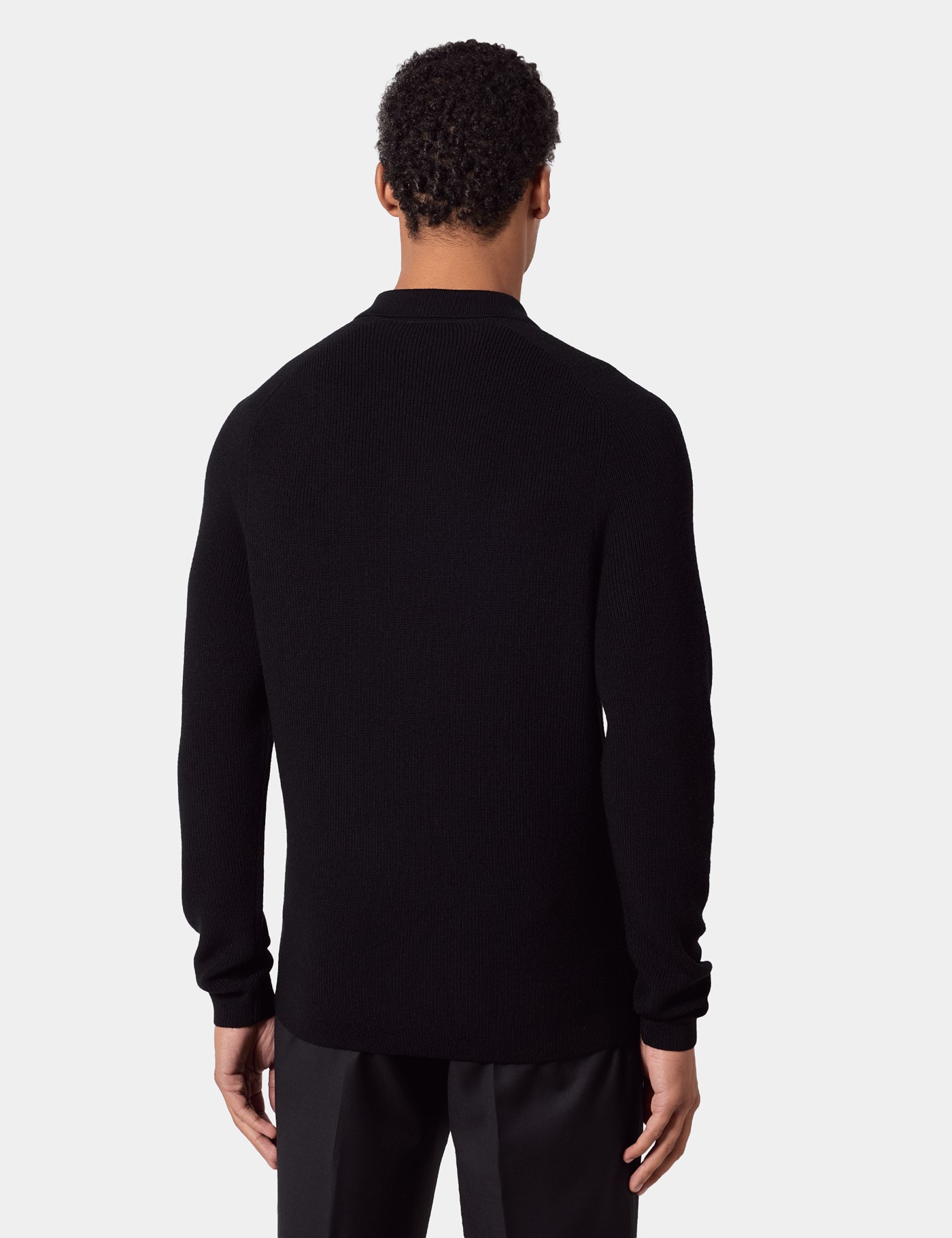 Hawes & Curtis Black Knitted Polo Jumper | Machine Washable Size: XL image 3