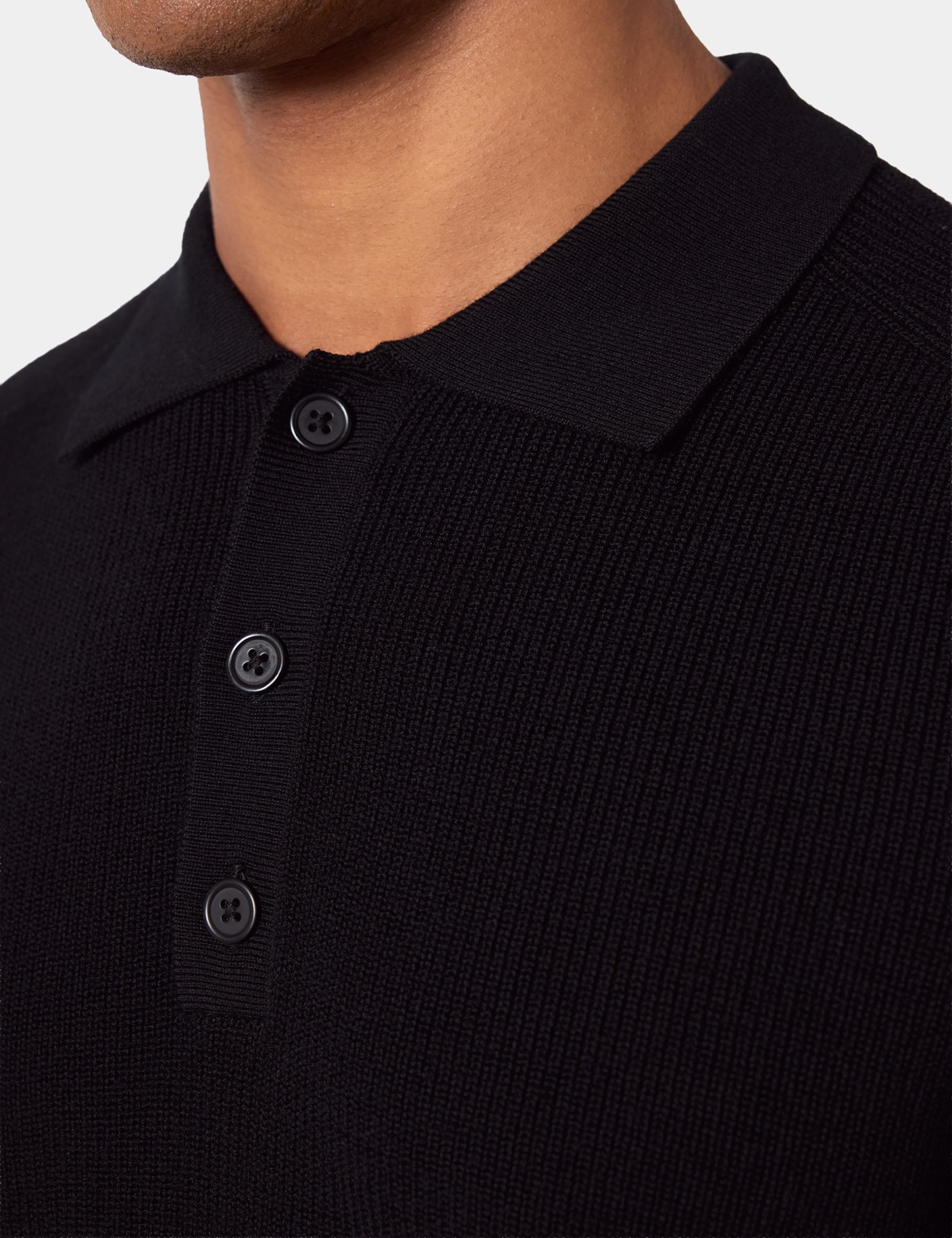 Hawes & Curtis Black Knitted Polo Jumper | Machine Washable Size: XL image 2