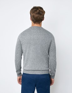 Grey Italian Cashmere Wool Mix Crew Neck Sweater