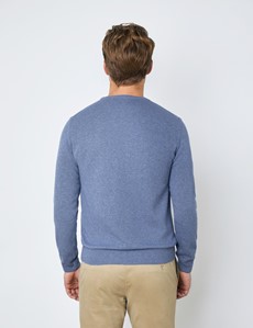 Rundhals Pullover – Slim Fit – Italienische Wollmischung mit Kaschmir – Graublau