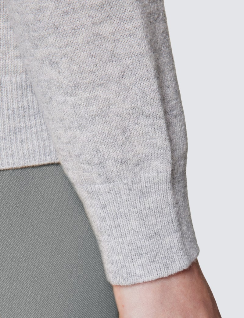 Women’s Light Grey Wool Cashmere V-Neck Jumper