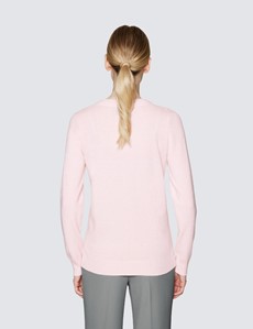 Women’s Light Pink Wool Cashmere V-Neck Jumper 