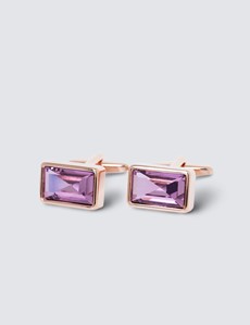 Women's Pink Oblong Stone Cufflinks