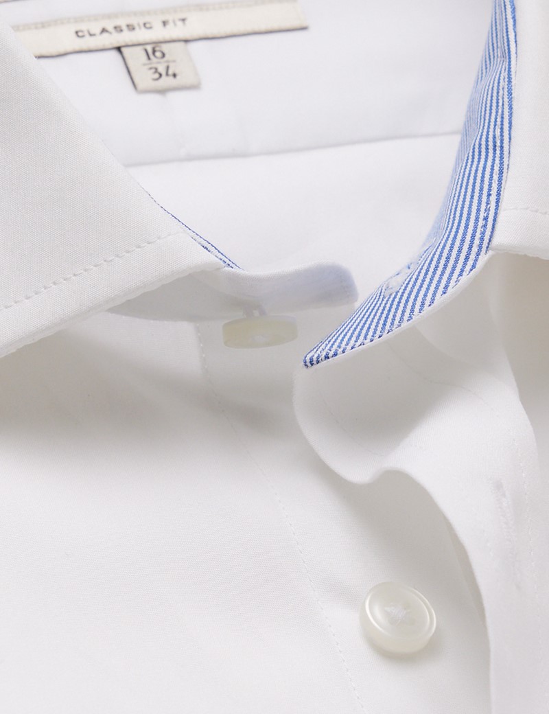 Poplin Classic Fit Shirt With Contrast Detail & Breast Pocket in White ...