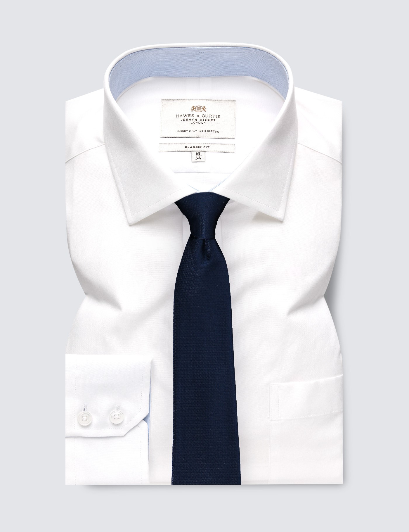 White Poplin Classic Fit Shirt With Contrast Detail & Breast Pocket ...