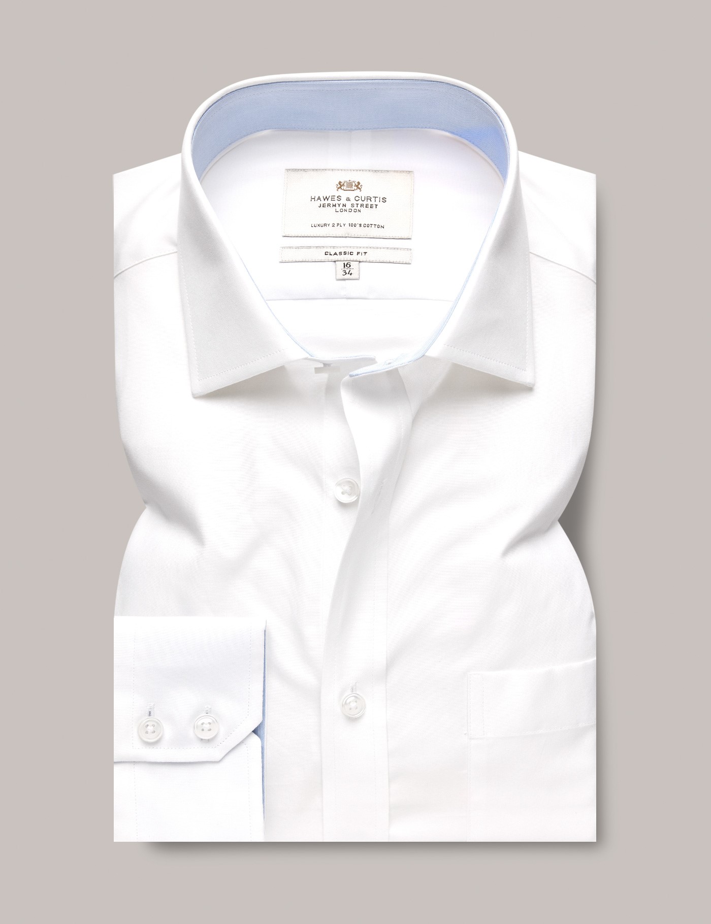 Men's White Poplin Classic Fit Shirt With Contrast Detail & Breast Pocket