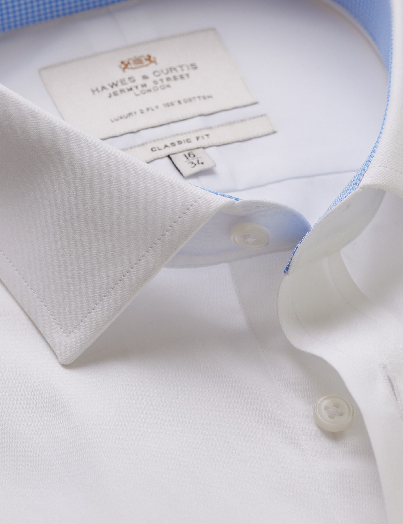 & Classic Fit Poplin Shirt Contrast Detail Chest Pocket 18" collar 38" sleeve