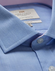 Men's Blue End on End Classic Shirt - Contrast Detail & Breast Pocket